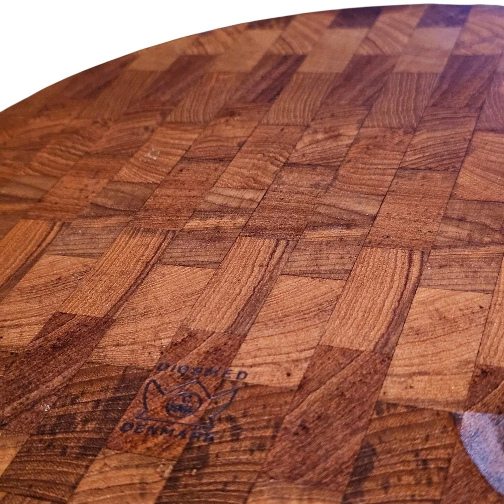 Vintage Digsmed Denmark Teak Serving Tray 1964 Carved Sunburst MCM Butcher Block